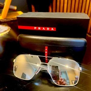 Prada silver mirrored sunglasses Unisex
